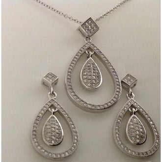 Sterling Silver 925 Necklace and Earring Set Lead-Free and Nickel-Free.