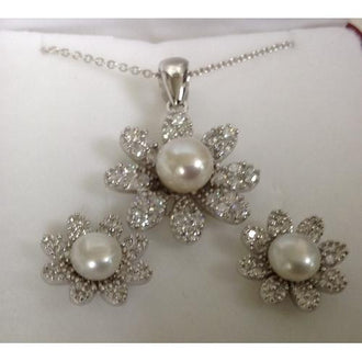 Sterling Silver 925 Necklace and Earring Set Lead-Free and Nickel-Free.