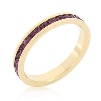 Stylish Stackables With Purple Crystal Ring (size: 09) R01147G-V20-09