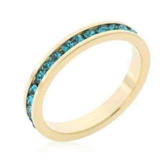 Stylish Stackables Turquoise Crystal Gold Ring (size: 10) R01147G-V39-10