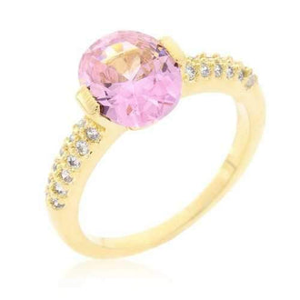 Pink Oval Cubic Zirconia Engagement Ring (size: 08) R08350G-C12-08