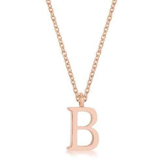 Elaina Rose Gold Stainless Steel B Initial Necklace P11456A-V00-B