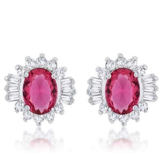 Chrisalee 3.3ct Ruby Cz Rhodium Classic Stud Earrings E50179R-C17