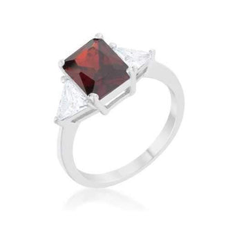 Classic Garnet Rhodium Engagement Ring (size: 09) R08451R-C13-09