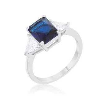 Classic Sapphire Rhodium Engagement Ring (size: 10) R08451R-C30-10