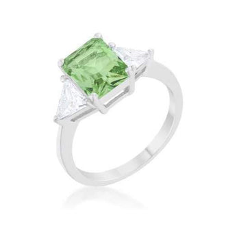 Classic Peridot Rhodium Engagement Ring (size: 05) R08451R-C41-05