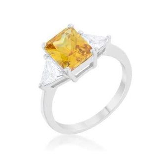 Classic Canary Yellow Rhodium Engagement Ring (size: 06) R08451R-C61-06