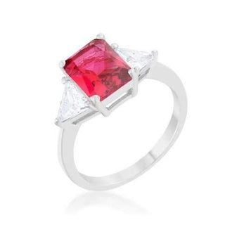 Classic Fuchsia Rhodium Engagement Ring (size: 05) R08451R-C17-05