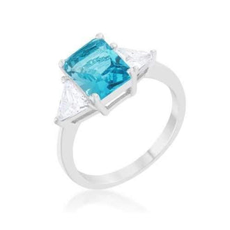 Classic Blue Topa Rhodium Engagement Ring (size: 08) R08451R-C31-08