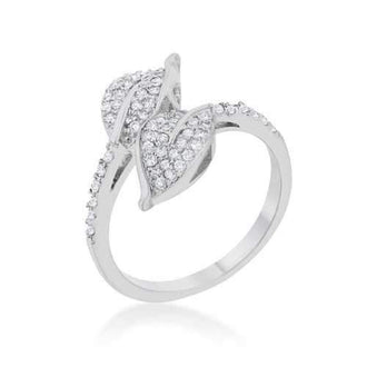 Liana 0.1ct Cz Rhodium Leaf Wrap Ring (size: 06) R08456R-C01-06