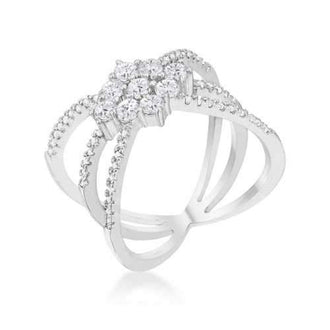 Mindy 0.8ct Cz Rhodium Delicate Triple Wrap Ring (size: 06) R08463R-C01-06