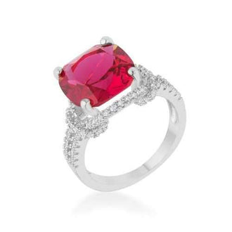 Charlene 6.2ct Ruby Cz Rhodium Classic Statement Ring (size: 09) R08465R-C17-09