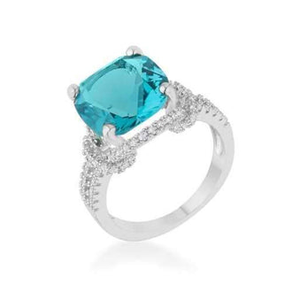 Charlene 6.2ct Aqua Cz Rhodium Classic Statement Ring (size: 10) R08465R-C32-10