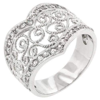 Cubic Zirconia Filigree Hearts Ring (size: 06) R07546R-C01-06