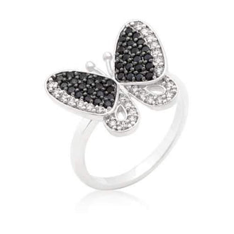 Black And White Cubic Zirconia Butterfly Ring (size: 05) R08283T-C03-05