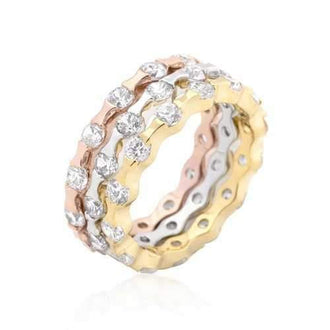 Tri-tone Stackable Rings (size: 10) R08276T-C01-10