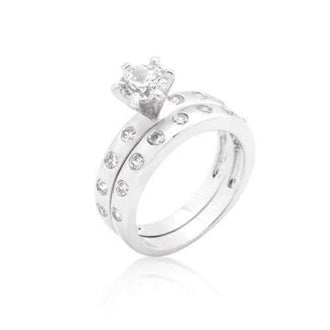 Bezel Set Round Cut Bridal Ring Set (size: 07) R08293R-C01-07