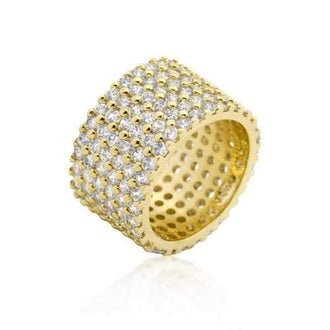 Goldtone Finishd Wide Pave Cubic Zirconia Ring (size: 08) R08322G-C01-08