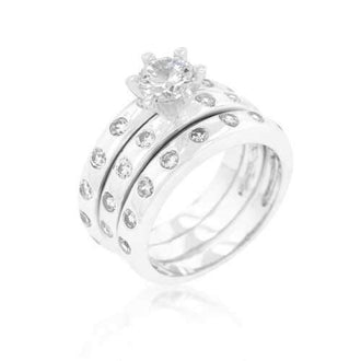 Bezel Set Engagement Ring Set (size: 06) R08294R-C01-06