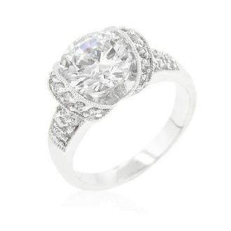 Tension Set Cubic Zirconia Engagement Ring (size: 05) R08330R-C01-05