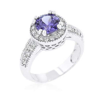 Dark Purple Halo Engagement Ring (size: 05) R08226R-C20-05