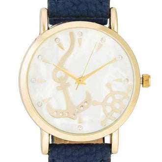 Navy Nautical Leather Watch