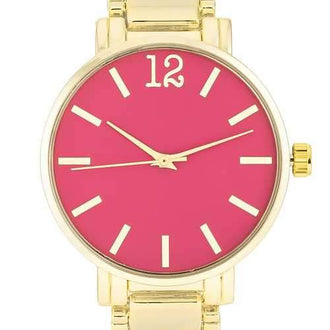 Gold Metal Watch - Pink