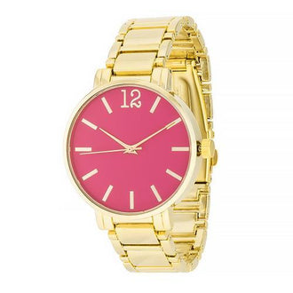 Gold Metal Watch - Pink