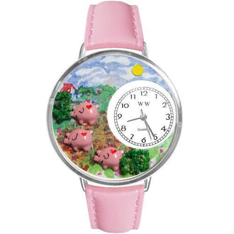 Pigs Large Silver Whimsical Watch