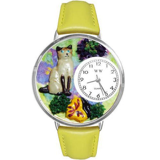 Siamese Cat Watch in Silver (Large)