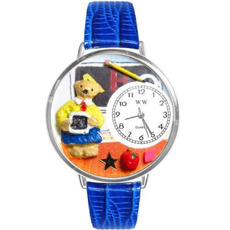 Teacher Teddy Bear Watch in Silver (Large)