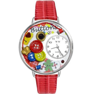 I Love Buttons Watch in Silver (Large)