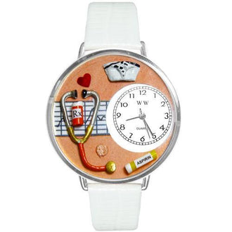 Nurse Orange Watch in Silver (Large)