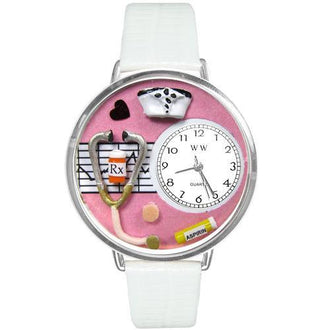 Nurse Pink Watch in Silver (Large)