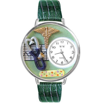 Nurse 2 Green Watch in Silver (Large)