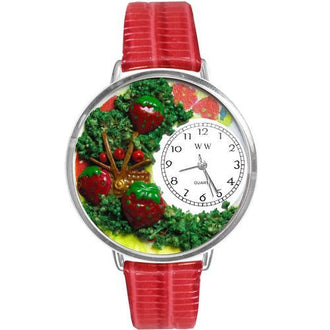Strawberries Watch in Silver (Large)