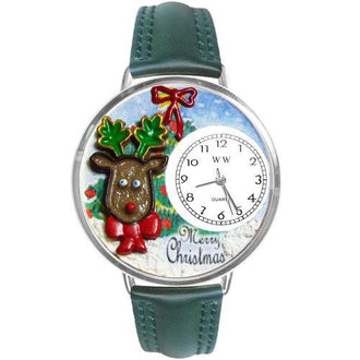 Christmas Reindeer Watch in Silver (Large)