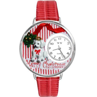 Christmas Puppy Watch in Silver (Large)