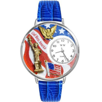 July 4th Patriotic Watch in Silver (Large)