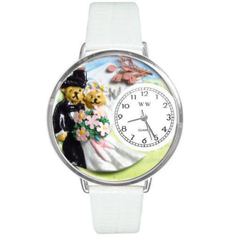 Teddy Bear Wedding Watch in Silver (Large)