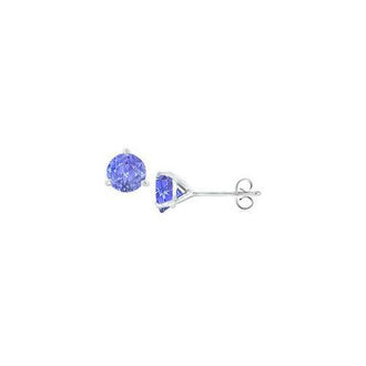 14K White Gold Martini Style Created Tanzanite Stud Earring with 2.00 CT TGW