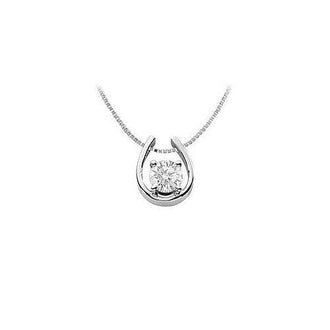 Cubic Zirconia Horseshoe Pendant : 14K White Gold - 1.00 CT TGW