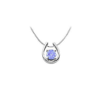 Created Tanzanite Horseshoe Pendant : 14K White Gold - 1.00 CT TGW