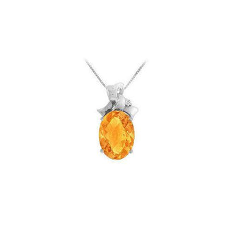 Citrine and Diamond Pendant : 14K White Gold - 7.75 CT TGW