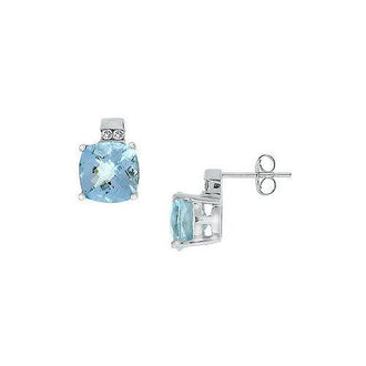 Aquamarine and Diamond Earrings : 14K White Gold - 2.50 CT TGW