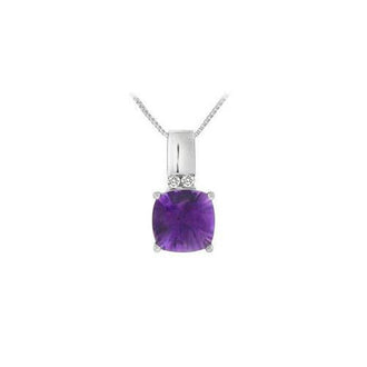 Amethyst and Diamond Pendant : 14K White Gold - 2.25 CT TGW