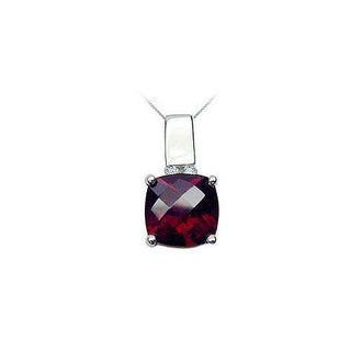 Garnet and Diamond Pendant : 14K White Gold - 3.00 CT TGW