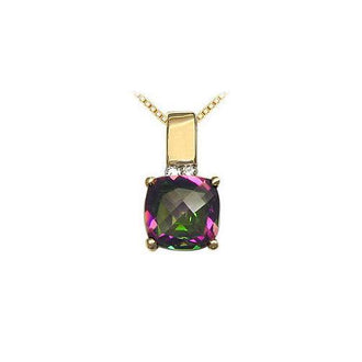 Mystic Topaz and Diamond Pendant : 14K Yellow Gold - 3.50 CT TGW