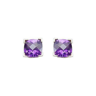 Amethyst Earrings : 14K White Gold - 2.25 CT TGW