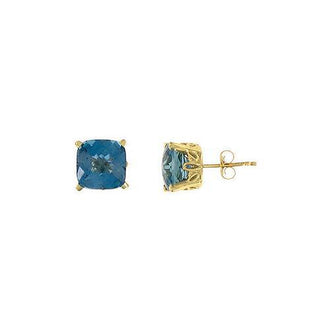 Blue Topaz Earrings : 14K yellow gold - 3.00 CT TGW